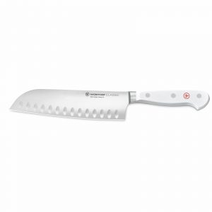 Cuchillo santoku alveolado de 17 cm de mango blanco - Wüsthof Classic White - Cuchillalia.com