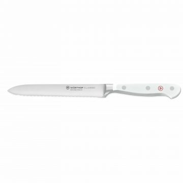 Cuchillo tomatero de mango blanco – Wüsthof Classic White – Cuchillalia.com