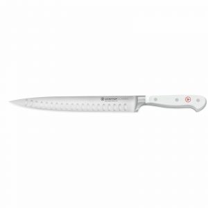 Cuchillo trinchador alveolado de mango blanco - Wüsthof Classic White - Cuchillalia.com