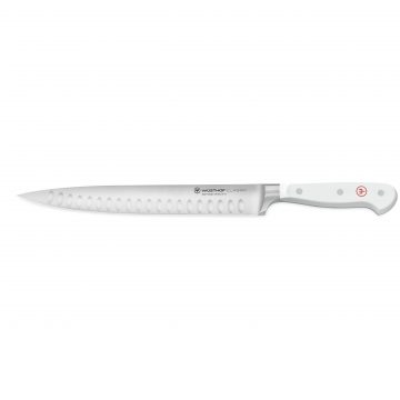 Cuchillo trinchador alveolado de mango blanco – Wüsthof Classic White – Cuchillalia.com