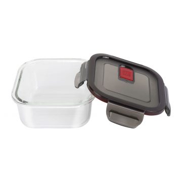 Tupper de vidrio de forma cuadrada con 500 ml de capacidad con su tapa quitada – Zwilling Gusto – Cuchillalia.com