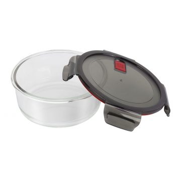 Tupper de vidrio de forma circular con 1300 ml de capacidad con su tapa quitada – Zwilling Gusto – Cuchillalia.com