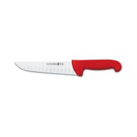 Cuchillo carnicero alveolado rojo de 20 cm con mango proflex de 3 Claveles - Cuchillalia.com