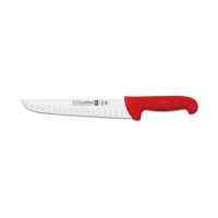 Cuchillo carnicero alveolado rojo de 24 cm con mango proflex de 3 Claveles - Cuchillalia.com