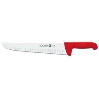 Cuchillo carnicero alveolado rojo de 30 cm con mango proflex de 3 Claveles - Cuchillalia.com