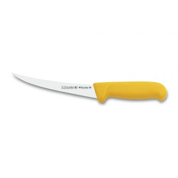 Cuchillo deshuesador curvo semi-flexible 3 Claveles Proflex de 15 cm – Mango amarillo