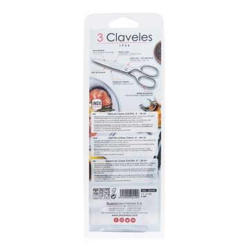 Reverso del envase de las tijeras de cocina de 20 cm 3 Claveles Gastro 449 – Cuchillalia.com