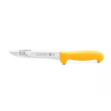 Cuchillo deshuesador estrecho de 15 cm de mango amarillo con funda hoja – 3 Claveles 1296