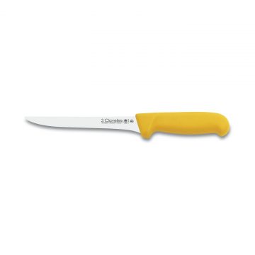 Cuchillo deshuesador estrecho de 18 cm de mango amarillo – 3 Claveles 1297