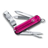 Cortauñas multiusos Victorinox Nail Clip 580, rosa transparente, de 8 funciones - Cuchillalia.com