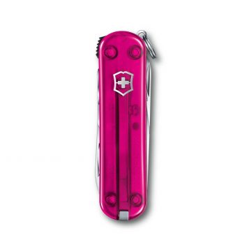 Cortauñas multiusos Victorinox Nail Clip 580, rosa transparente, cerrada – Cuchillalia.com