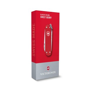 Envase de la navaja multiusos Victorinox Classic SD Alox Sweet Berry con mango de aluminio rojo – Cuchillalia.com