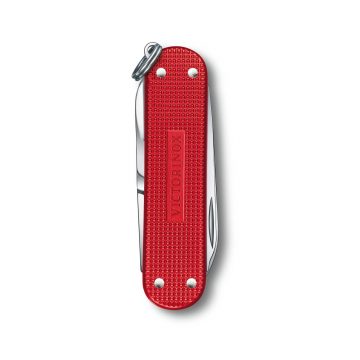 Reverso de la navaja multiusos Victorinox Classic SD Alox Sweet Berry con mango de aluminio rojo – Cuchillalia.com