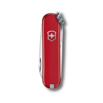 Anverso de la navaja multiusos cerrada Victorinox Classic SD en rojo – Cuchillalia.com