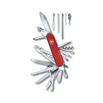 Navaja multiusos desplegada Victorinox Swiss Champ roja con 32 funciones – Cuchillalia.com