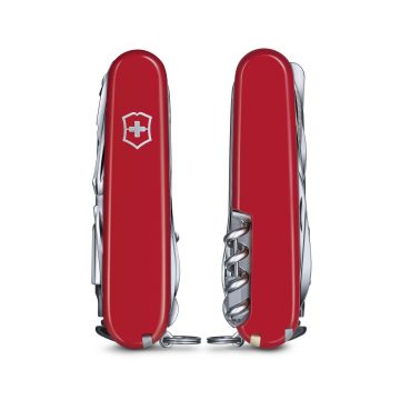 Anverso y reverso de la navaja multiusos Victorinox Swiss Champ XXL roja con 73 funciones – Cuchillalia.com