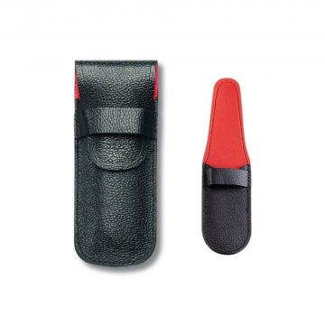 Navaja en su funda de piel con solapa para modelos pequeños de Victorinox (abierta y cerrada) – Cuchillalia.com