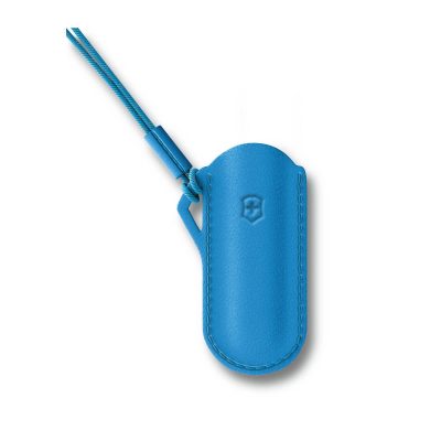 Funda de cuero azul con colgador para el cuello para tu navaja pequeña Victorinox - Cuchillalia.com