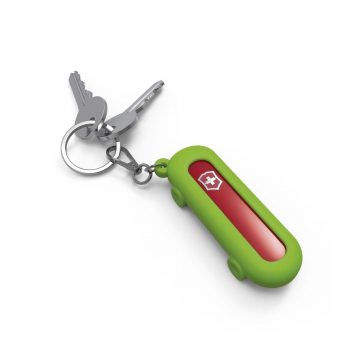 Llavero funda de silicona verde con pequeña navaja de Victorinox – Cuchillalia.com