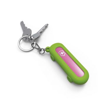 Llavero funda de silicona verde con pequeña navaja de Victorinox – Cuchillalia.com