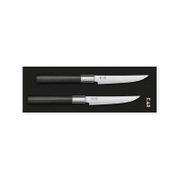 Set de 2 cuchillos chuleteros KAI Wasabi Black 67S-400 - Cuchillalia.com
