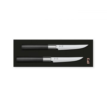 Set de 2 cuchillos chuleteros KAI Wasabi Black 67S-400 – Cuchillalia.com