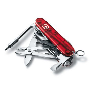 Navaja multiusos abierta Victorinox Cyber Tool L roja transparente de 31 funciones – Cuchillalia.com