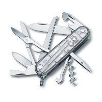 Navaja multiusos Victorinox Huntsman blanca transparente de 15 funciones - Cuchillalia.com