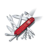 Navaja multiusos Victorinox Huntsman Lite roja transparente de 21 funciones - Cuchillalia.com