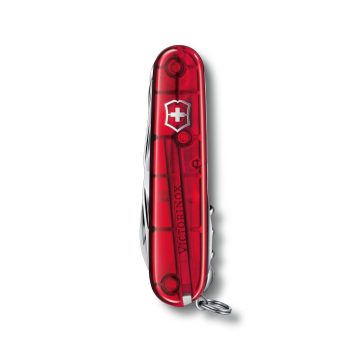 Navaja multiusos cerrada Victorinox Huntsman roja transparente de 15 funciones – Cuchillalia.com