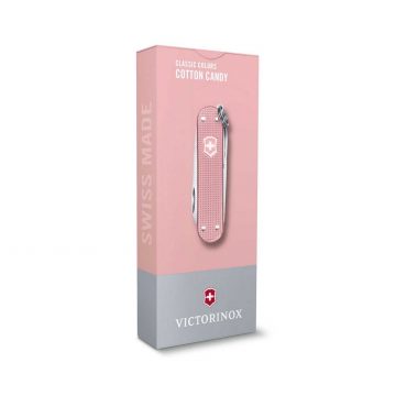 Envase de la navaja multiusos Victorinox Classic SD Alox Cotton Candy con mango de aluminio – Cuchillalia.com