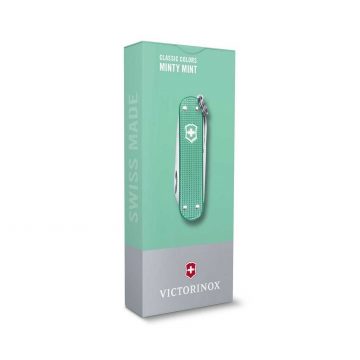 Envase de la navaja multiusos Victorinox Classic SD Alox Minty Mint con mango de aluminio – Cuchillalia.com