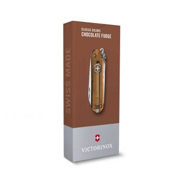 Envase de la navaja multiusos Victorinox Classic SD Chocolate Fudge en marrón transparente – Cuchillalia.com