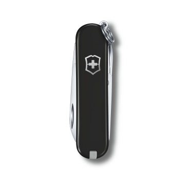 Anverso de la navaja multiusos Victorinox Classic SD Dark Illusion en negro – Cuchillalia.com