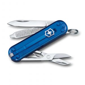 Navaja multiusos Victorinox Classic SD Deep Ocean en azul transparente - Cuchillalia.com