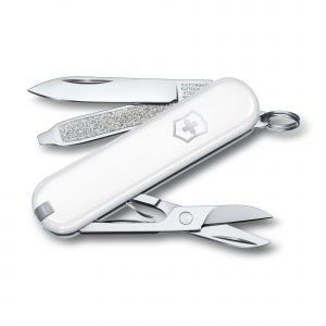 Navaja multiusos Victorinox Classic SD Falling Snow en blanco - Cuchillalia.com