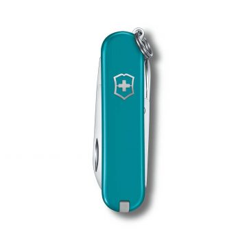 Anverso de la navaja multiusos Victorinox Classic SD Mountain Lake – Cuchillalia.com