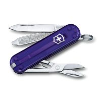 Navaja multiusos Victorinox Classic SD Persian Indigo con mango transparente - Cuchillalia.com