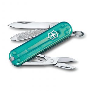 Navaja multiusos Victorinox Classic SD Tropical Surf en verde transparente - Cuchillalia.com