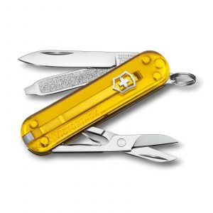 Navaja multiusos Victorinox Classic SD Tuscan Sun en amarillo transparente - Cuchillalia.com