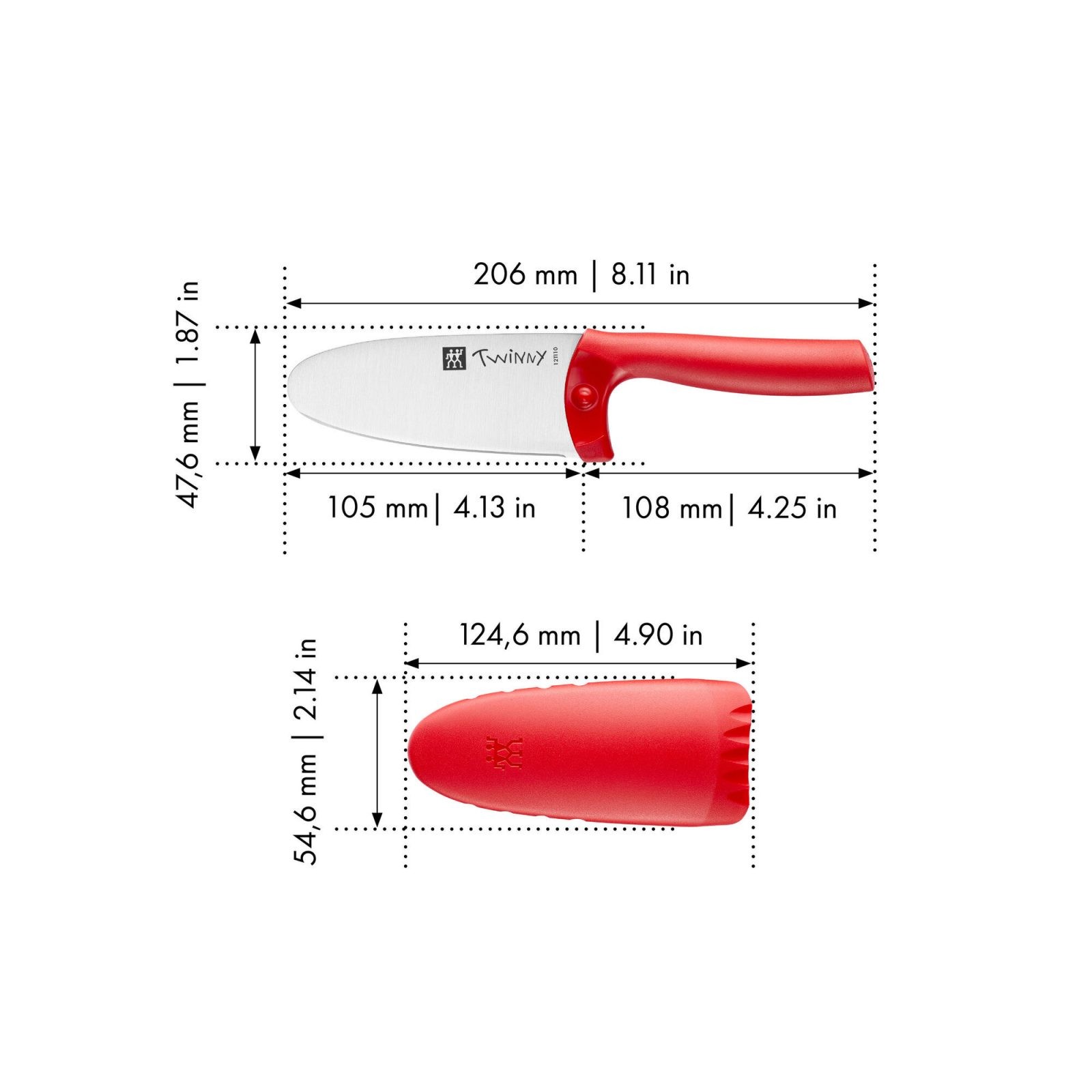 Zwilling 36550-101 Twinny, rojo, 3.9 pulgadas (3.937 in), cuchillo para  niños, acero inoxidable, punta redonda, seguridad