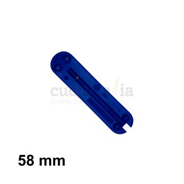 Reverso de la cacha delantera de 58 mm en color azul de recambio para navajas multiusos Victorinox C-6202.3 – Cuchillalia.com