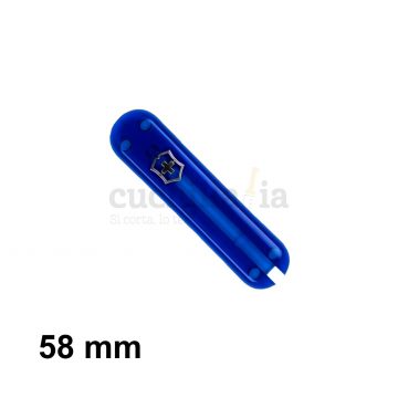 Cacha delantera de 58 mm en color azul transparente de recambio para navajas multiusos Victorinox C-6202.T3 - Cuchillalia.com