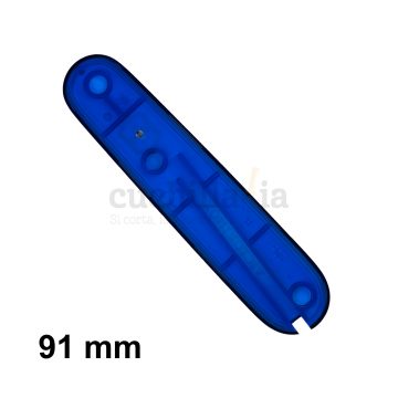 Reverso de la cacha delantera de 91 mm en color azul transparente de recambio para navajas multiusos Victorinox – C-3602.T3 – Cuchillalia.com