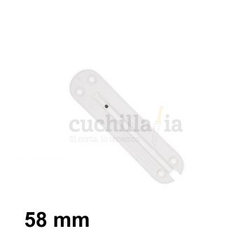 Reverso de la cacha delantera de 58 mm en color blanco de recambio para navajas multiusos Victorinox – C-6207.3 – Cuchillalia.com