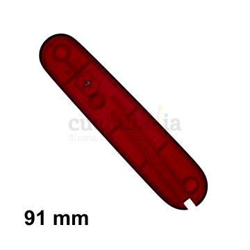 Reverso de la cacha delantera de 91 mm en color rojo transparente de recambio para navajas multiusos Victorinox – C-3600.T3 – Cuchillalia.com