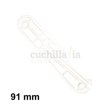 Reverso de la cacha trasera de 91 mm en color blanco de recambio para navajas multiusos Victorinox – C-3607.4 – Cuchillalia.com