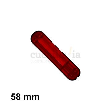 Reverso de la cacha trasera de 58 mm en color rojo transparente de recambio para navajas multiusos Victorinox con bolígrafo C-6300.T4 – Cuchillalia.com