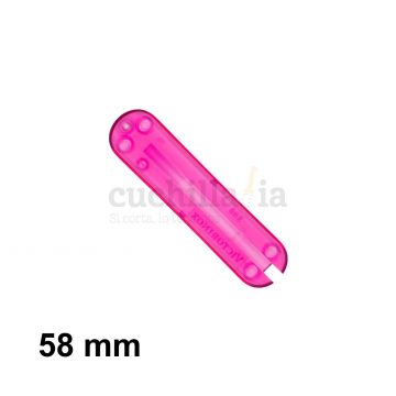 Reverso de la cacha trasera de 58 mm en color rosa transparente de recambio para navajas multiusos Victorinox – C-6205.T4 – Cuchillalia.com