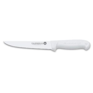 Cuchillo carnicero estrecho de 18 cm con mango blanco Filarmónica 5511 - Cuchillalia.com